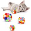 Cat Toy Balls with Bell 3PCS, Colorful Soft Fuzzy Balls Built-in Bell for Cats