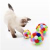 Cat Toy Balls with Bell 3PCS, Colorful Soft Fuzzy Balls Built-in Bell for Cats