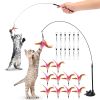 Cat Feather Toys Wand Rod Interactive Cat Spring Bell Play Toys