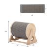 Wooden Cat Scratching Post, 360-Degree Rotating Cat Scratcher Toy with Bells for Indoor Cats and Kittens, Natural