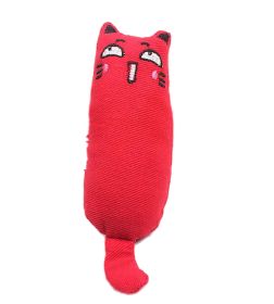 Cat Catnip Toys Playing Teeth Cleaning Plush Pillow Scratcher Pet Catnip Teeth Grinding Chew Toys (Color: Red)