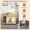 Cat Litter Box Enclosure with Sisal Scratching Doors and Adjustable Metal Feet